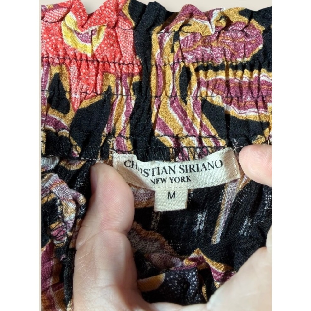 Christian Siriano New York Floral Metallic Tiered Midi Skirt Black Pink Medium - Picture 2 of 5